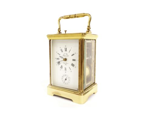 Contemporary L'Epee repeater carriage clock striking on a gong, the dial signed L'Epee Fondee en 1839, Sainte Suzanne, France