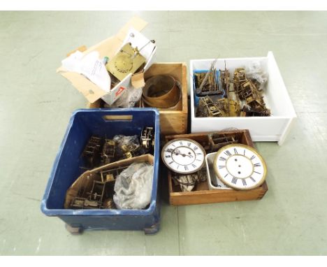 Quantity of various miscellaneous clock movements and movement parts, including examples for Vienna clocks, mantel clocks etc
