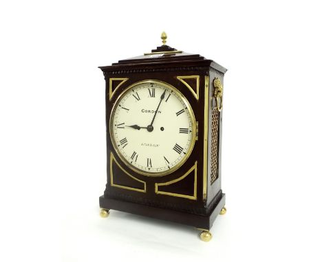 English mahogany double fusee bracket clock, the shaped and engraved movement back plate signed Gordon, London, no. 2363, the