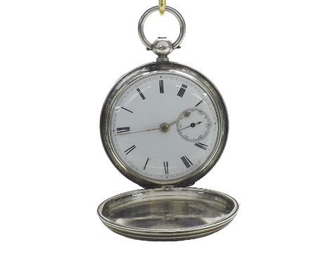 J.W Benson silver fusee lever hunter pocket, London 1872, signed movement, no. 36712, light marks on the dial, engine turned 