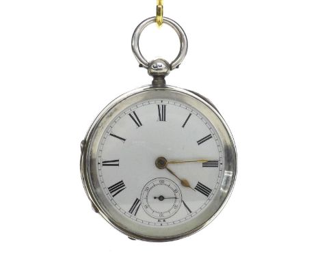 Silver fusee lever pocket watch, Chester 1894, the movement signed D. Burnfield, Perth, no. 14682, the dial with Roman numera