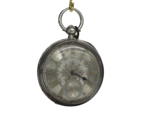 Silver fusee lever pocket watch, Chester 1889, movement signed John Forrest, London, no. 40165, the silver engine turned dial