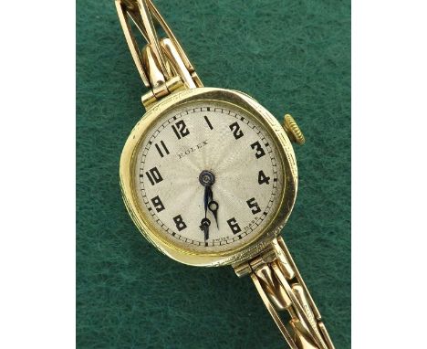 (3700229-3-A) Rolex 9ct lady's dress watch, import hallmarks for Glasgow 1930, engine turned silvered dial, 15 jewel movement