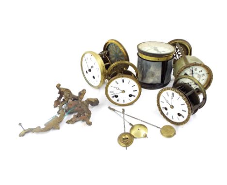 Five various old French clock movements (three with pendulums) (5)