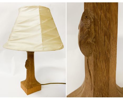 ROBERT THOMPSON ''MOUSEMAN'' CARVED WOODEN LAMPS 42CM (H)