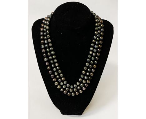 TRIPLE ROW TAHITIAN PEARL NECKLACE 18'' LENGTH