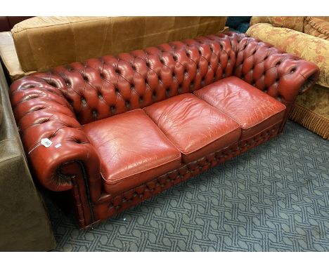 RED CHESTERFIELD SOFA - A/F