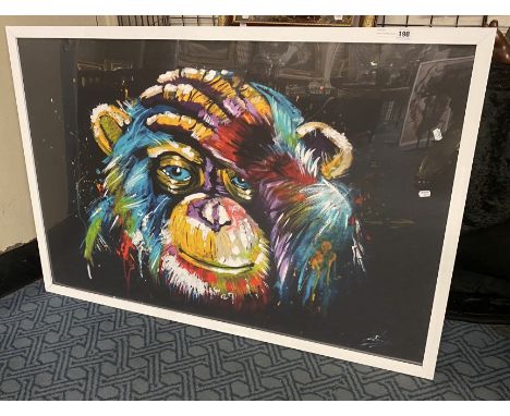 MULTI COLORED MONKEY FRAMED PRINT 80CMS X 120CMS