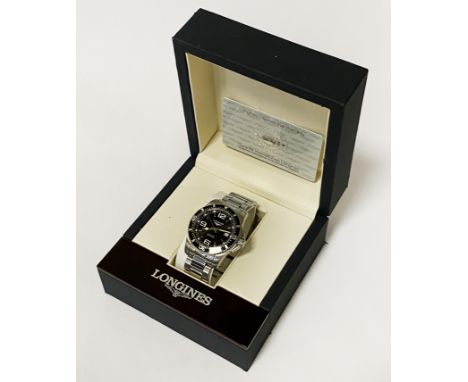 BOXED GENTS LONGINES AUTOMATIC DIVERS WATCH - MODEL HYDROCONQUEST INCLUDES PAPERS ETC