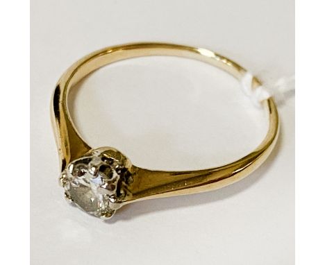 18CT GOLD SINGLE STONE DIAMOND RING - 25 POINTS -SIZE L