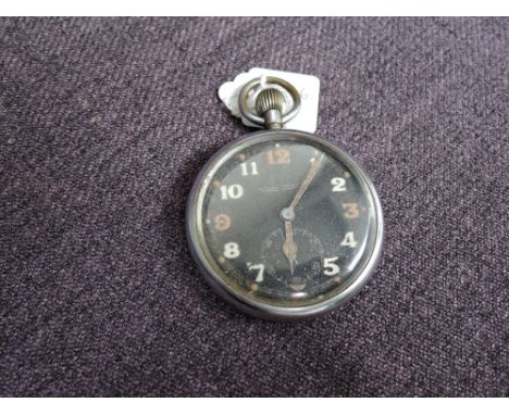 A Jager-Le Coultre Military Pocket Watchhaving numbered dial with second hands, inscribed and named to back of case Albert T 