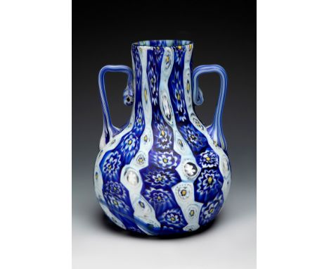 FRATELLI TOSO. Murano, Italy ca. 1920.Murano blown glass vase with murrine decoration in the form of a pumpkin, made by Vetre