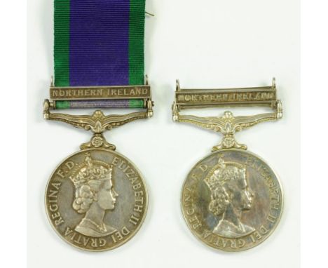 CAMPAIGN SERVICE MEDAL, ONE CLASP, NORTHERN IRELAND, 24593654, GNR K. LYCETT RA AND 24625061 PTE A. CLARK ACC