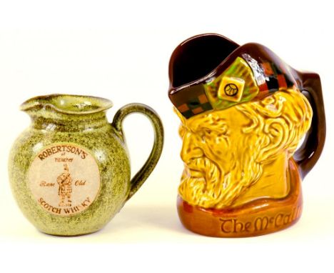A WADE MCCALLAN CHARACTER JUG AND A STONEWARE ROBERTSON'S SCOTCH WHISKY JUG