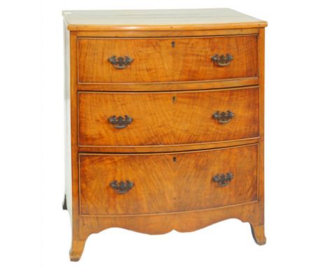 A MAHOGANY BOW FRONTED CHEST OF DRAWERS, ADAPTED FROM A COMMODE