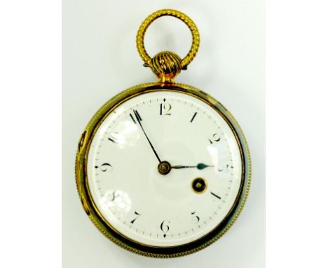 AN ENGLISH GILTMETAL VERGE WATCH, WITH BRIGHT STEEL BALANCE AND ENGRAVED COCK, THE BACKPLATE SIGNED YOUNG LONDON 8788, WITH E