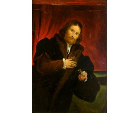 ENGLISH SCHOOL, 19TH CENTURY - PORTRAIT OF AN ACTOR AS SHYLOCK, OIL ON PANEL
