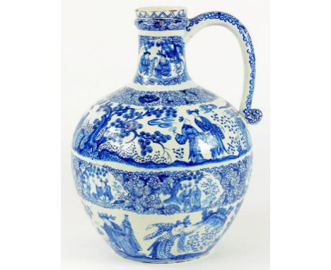 A DUTCH DELFTWARE OVOID JUG, PAINTED PLOUGH MARK, 19TH CENTURY