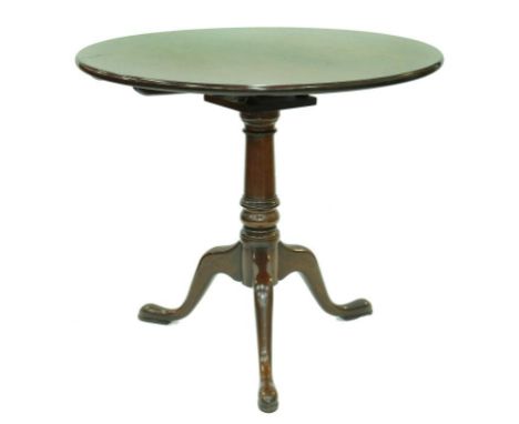 A GEORGE III STYLE MAHOGANY TRIPOD TABLE WITH BIRDCAGE ACTION, FRENCH POLISHED