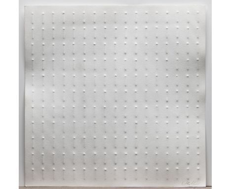 Günther Uecker*, Square embossing, 1970Günther Uecker*, (*1930)1970Uecker. 1970. Quadratischer Prägedruck 11 x 17 Nägel auf l