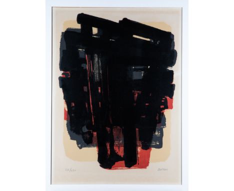 Pierre Soulages*, 1958 Lithograph No. 8Pierre Soulages* (*1919)1958Lithographie No. 8. 1958. Farblithographie auf ARCHES. Mot