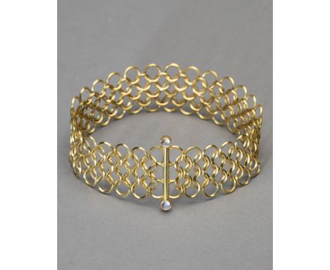 Herta &amp; Friedrich Gebhart, Necklace with MoonstoneHerta &amp; Friedrich GebhartCollier/ Kette. 18K Gold, Mondstein. Breit