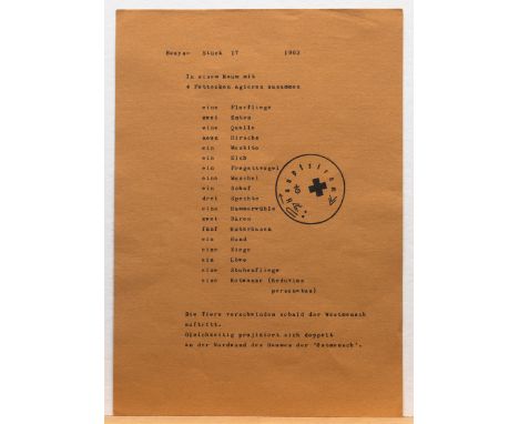 Joseph Beuys*, Multiple Stück 17 1972Joseph Beuys*, (1921-1986)1972Stück 17. Multiple. 1972. Offsetdruck auf braunem Papier. 