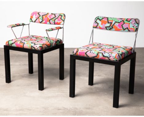 Sottsass &amp; du Pasquier 2 Chairs Lodge in Memphis FabricEttore Sottsass &amp; Nathalie du PasquierBieffeplast / RainbowDes