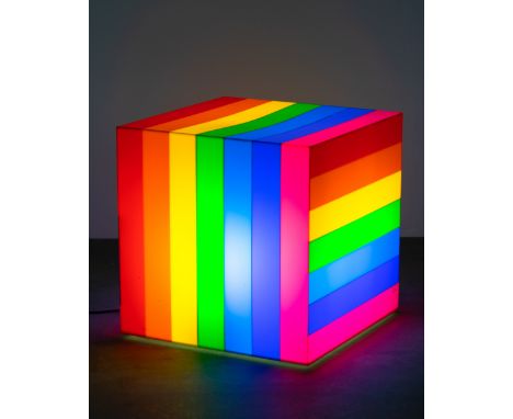 Otto Piene*, Rosenthal LightcubeOtto Piene*, (1928 -2014)Rosenthal1975Leuchtkubus. 1975. Objekt. Farbiges Acrylglas. Kubus el