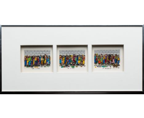 James Rizzi, On Time-In Line-In Russia + Fabulous FoursomeJames Rizzi, (1950-2011)1990On Time - In Line - In Russia. 1990. 3D
