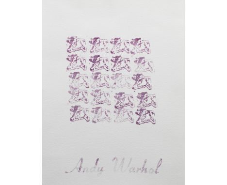 Andy Warhol, Purple Cows stampedAndy Warhol, (1928 - 1987)1967Purple Cows. 1967. Rubber Stempeldruck auf Rivers Papier. 28 x 