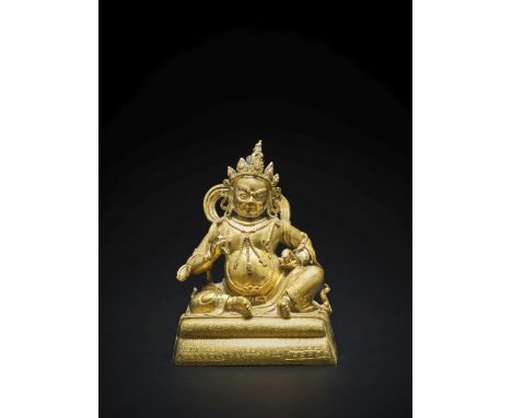 STATUETTE D'UN GENERAL YAKSHA EN BRONZE DORÉXVIIIe siècleA GILT-BRONZE FIGURE OF YAKSHA GENERAL FROM A 51-DEITY SCULPTURAL MA