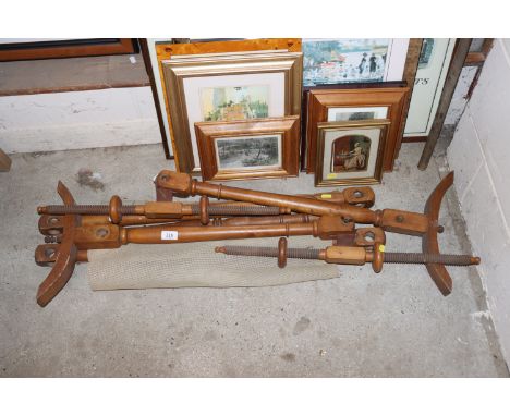 A turned wooden tapestry frame