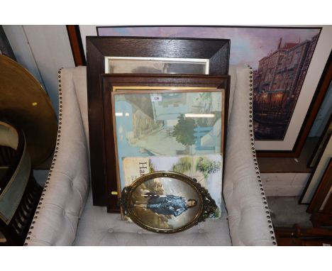 A quantity of various pictures and prints to include a framed and glazed tapestry