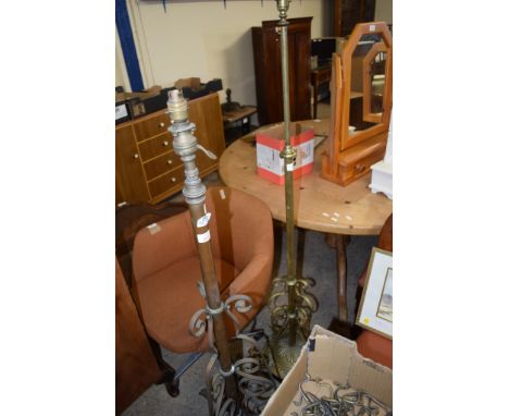 TWO VICTORIAN/EARLY 20TH CENTURY METAL/BRASS LAMP STANDARDS, 135 AND 151CM HIGH