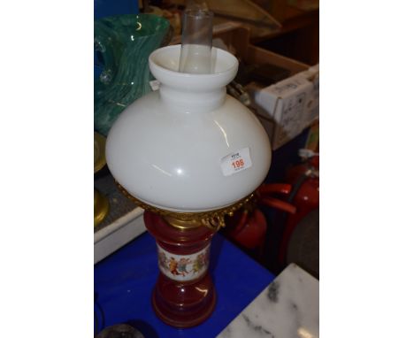 CERAMIC OIL LAMP WITH WHITE GLASS SHADE