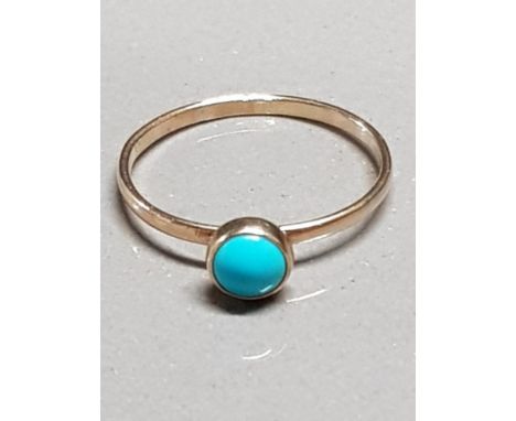 9CT GOLD RING WITH TURQUOISE STONE SIZE N GROSS WEIGHT 1G