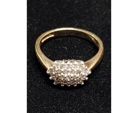 9CT GOLD DIAMOND CLUSTER RING APPROXIMATELY 0.20CTS SIZE I GROSS WEIGHT 2.3G