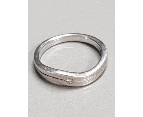 SILVER AND DIAMOND RING SIZE M GROSS WEIGHT 2.6G