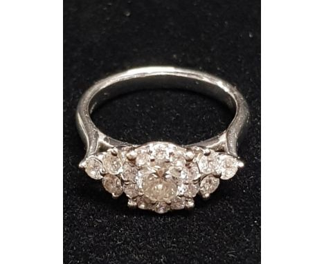 18CT WHITE GOLD DIAMOND RING APPROXIMATELY 0.70CTS SIZE I1/2 WEIGHT 3.4GS