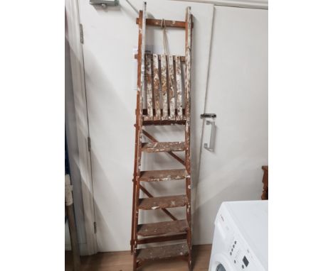 PAIR OF WOODEN PAINTERS STEP LADDERS
