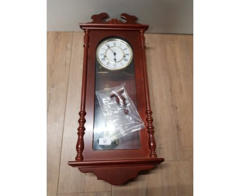 MODERN MAHOGANY EFFECT WALL CLOCK BY RAPPORT