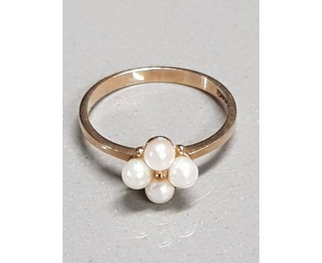 9CT GOLD AND CULTURED PEARL RING SIZE M GROSS WEIGHT 1.6G