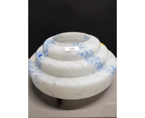 ART DECO STEPPED BLUE MIST CEILING LIGHT SHADE