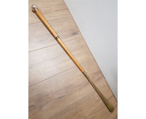 LONG HANDLED BRASS END SHOE HORN WITH GOLF BALL HANDLE