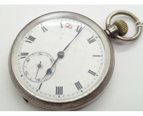 925 silver crown wind pocket watch D: 50 mm (please see condition report) CONDITION REPORT: This item was NOT working at the 