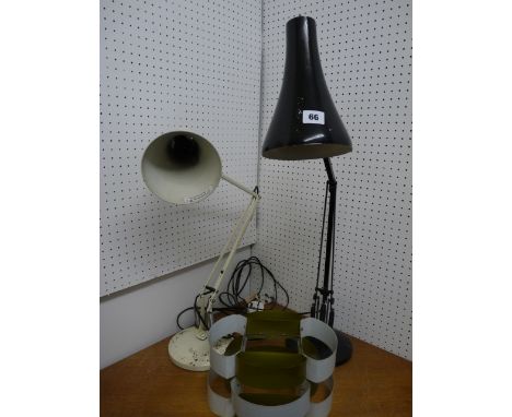 2 20thC Angle poise lamps and a 1960s 2 Tone metal ceiling light fitting