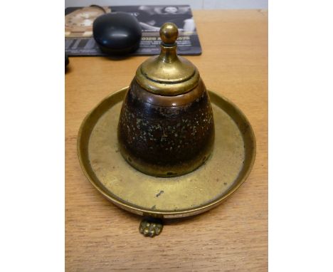 WW1 Trench Art Inkwell on paw feet