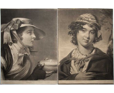 A mixed collection of prints and engravings to include: John Raphael Smith - 'Cowslip' and 'Fanny', mezzotint engravings, 52 