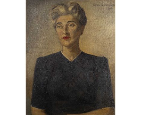 William Simpson Robinson (20th century)Portrait of Nell Hallam, signed and dated 1946, oil on board, 69 x 53cm * Nell Hallam,
